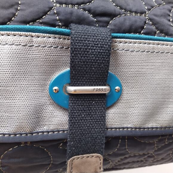 Fossil Black Nylon Floral Flap Closure Messenger Crossbody Bag - Picture 4 of 16